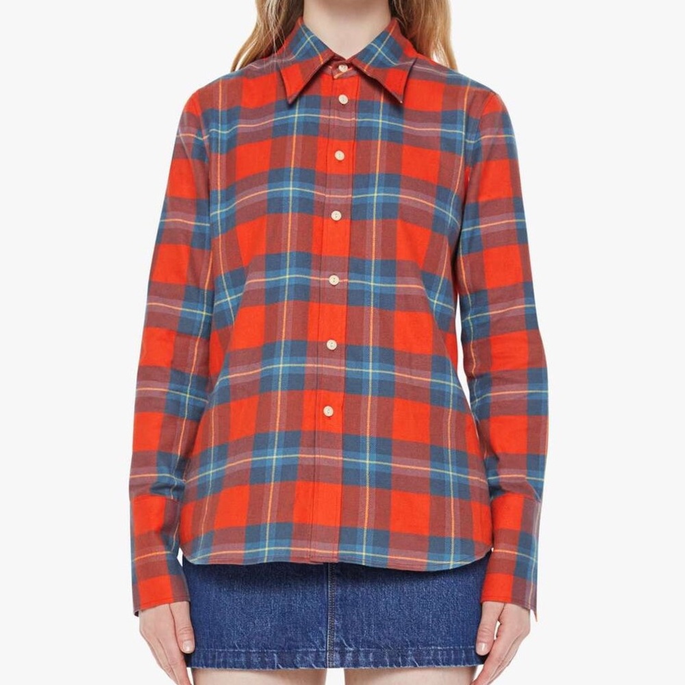 MOTHER‎ x Chloe Fineman the Mayday Red and Blue Plaid Shirt